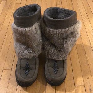 Manitoba Mukluks Shearling and Rabbit Ankle Boot